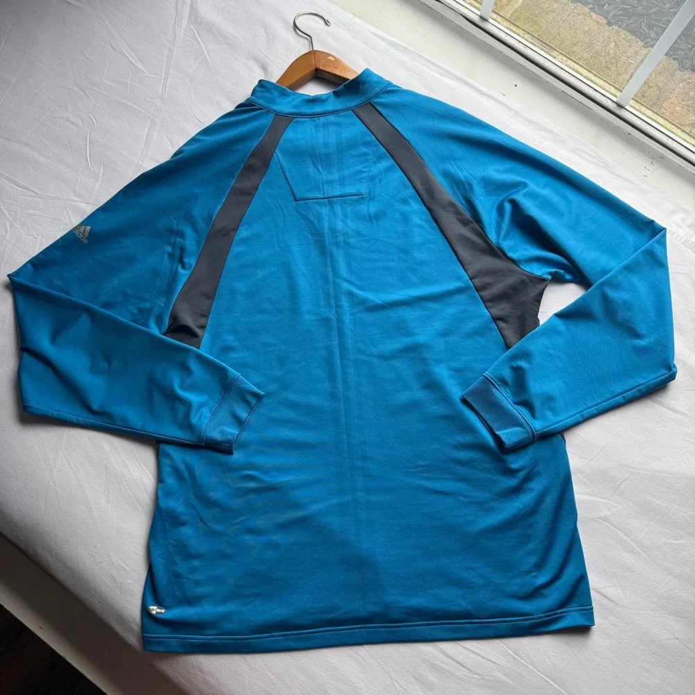 Adidas ClimaWarm Mens XL Blue Quarter Zip Pullover Golf Training Jacket Layering